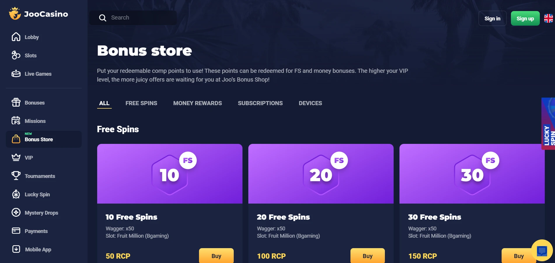 Joo Casino Screenshot