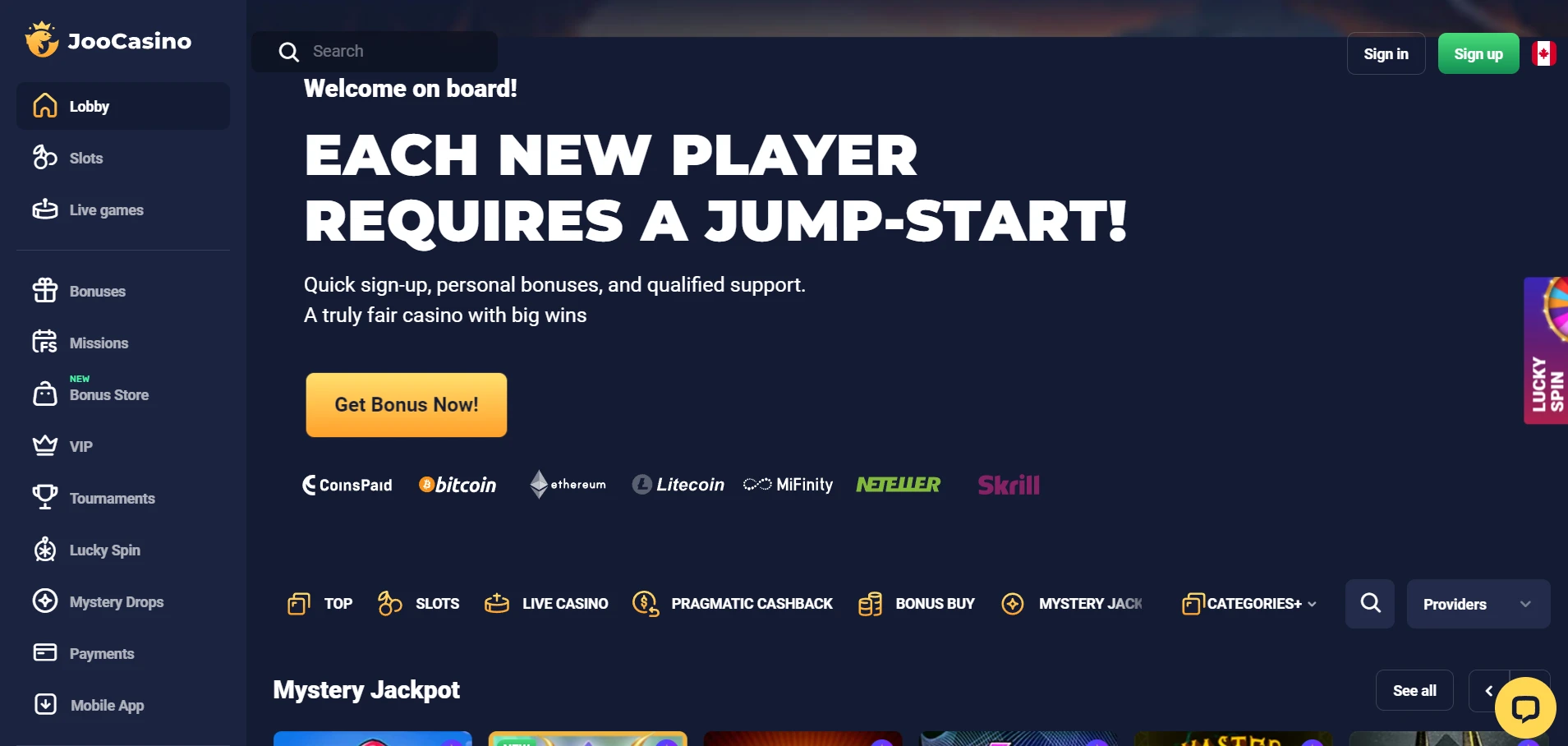 Joo Casino Screenshot