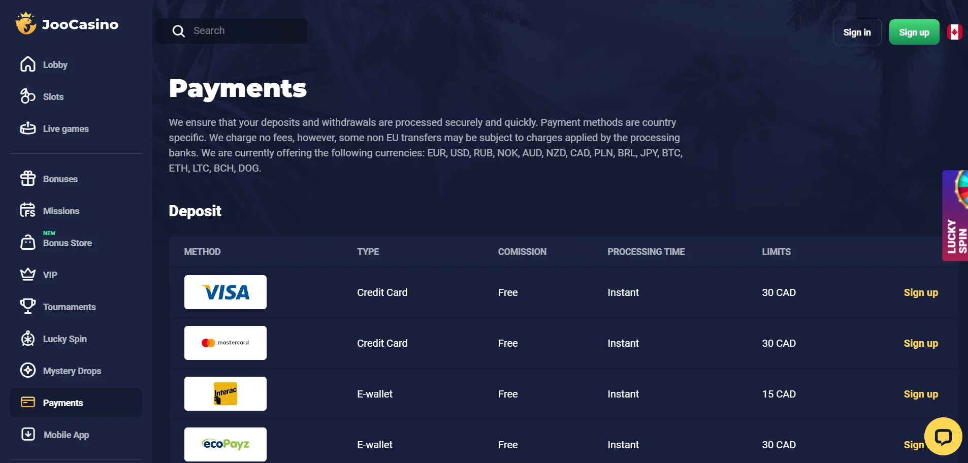 Joo Casino Screenshot