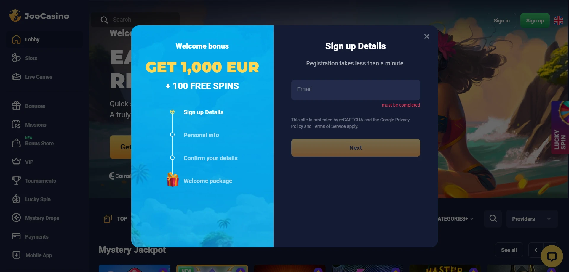 Joo Casino Screenshot