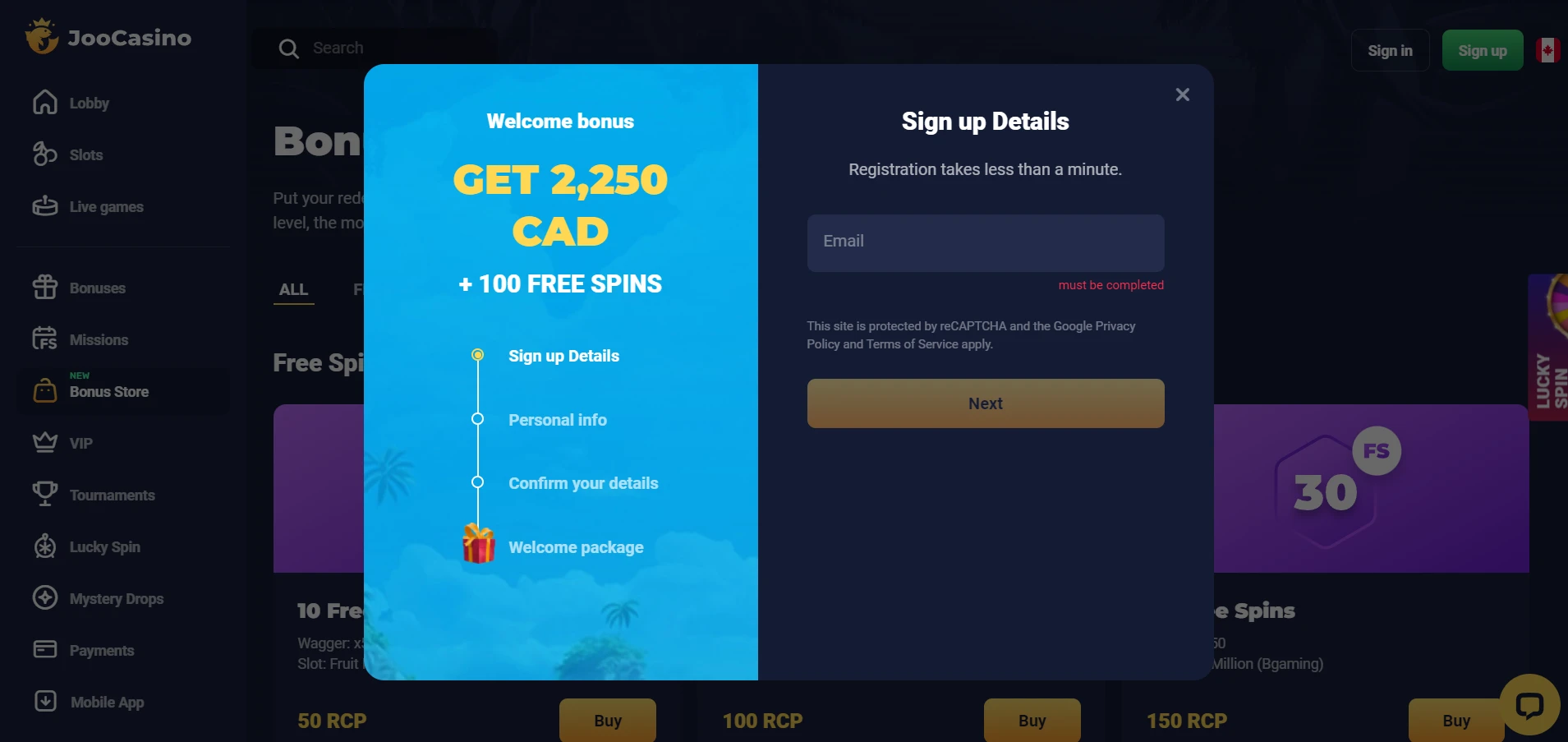 Joo Casino Screenshot