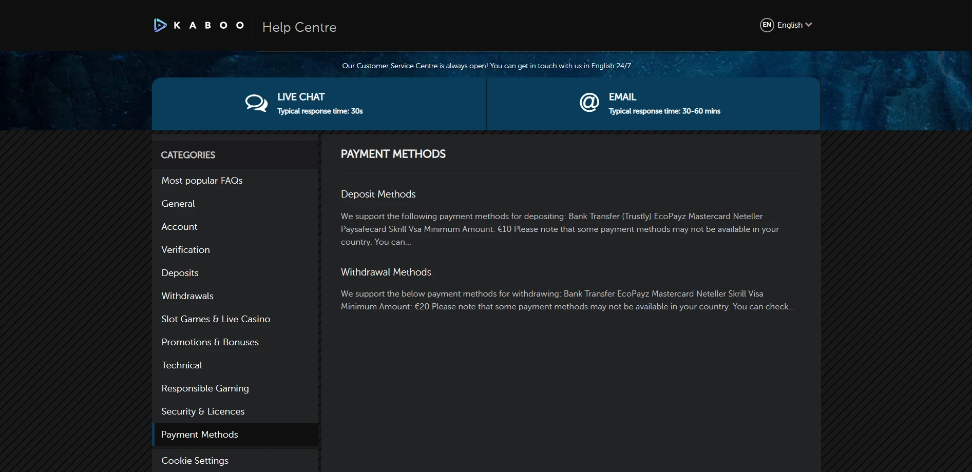 Kaboo Casino Screenshot