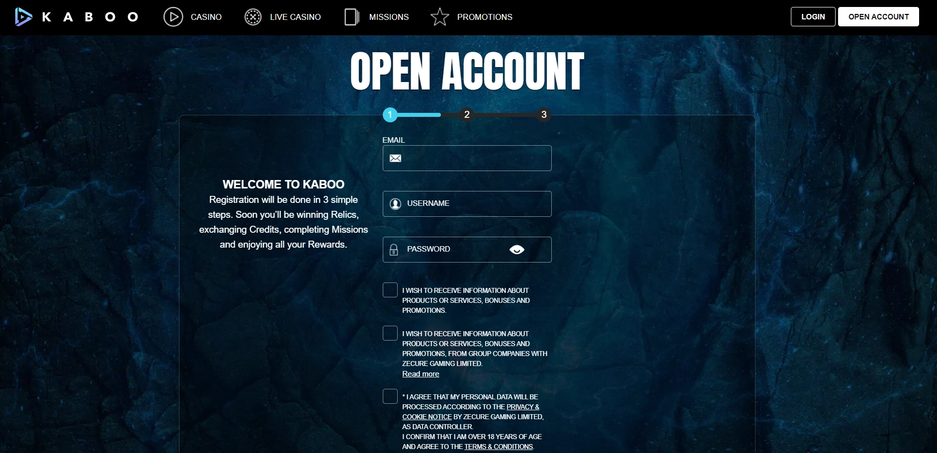 Kaboo Casino Screenshot