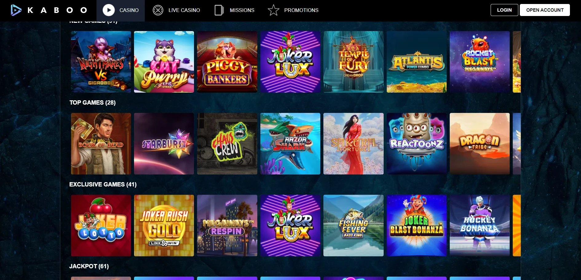 Kaboo Casino Screenshot