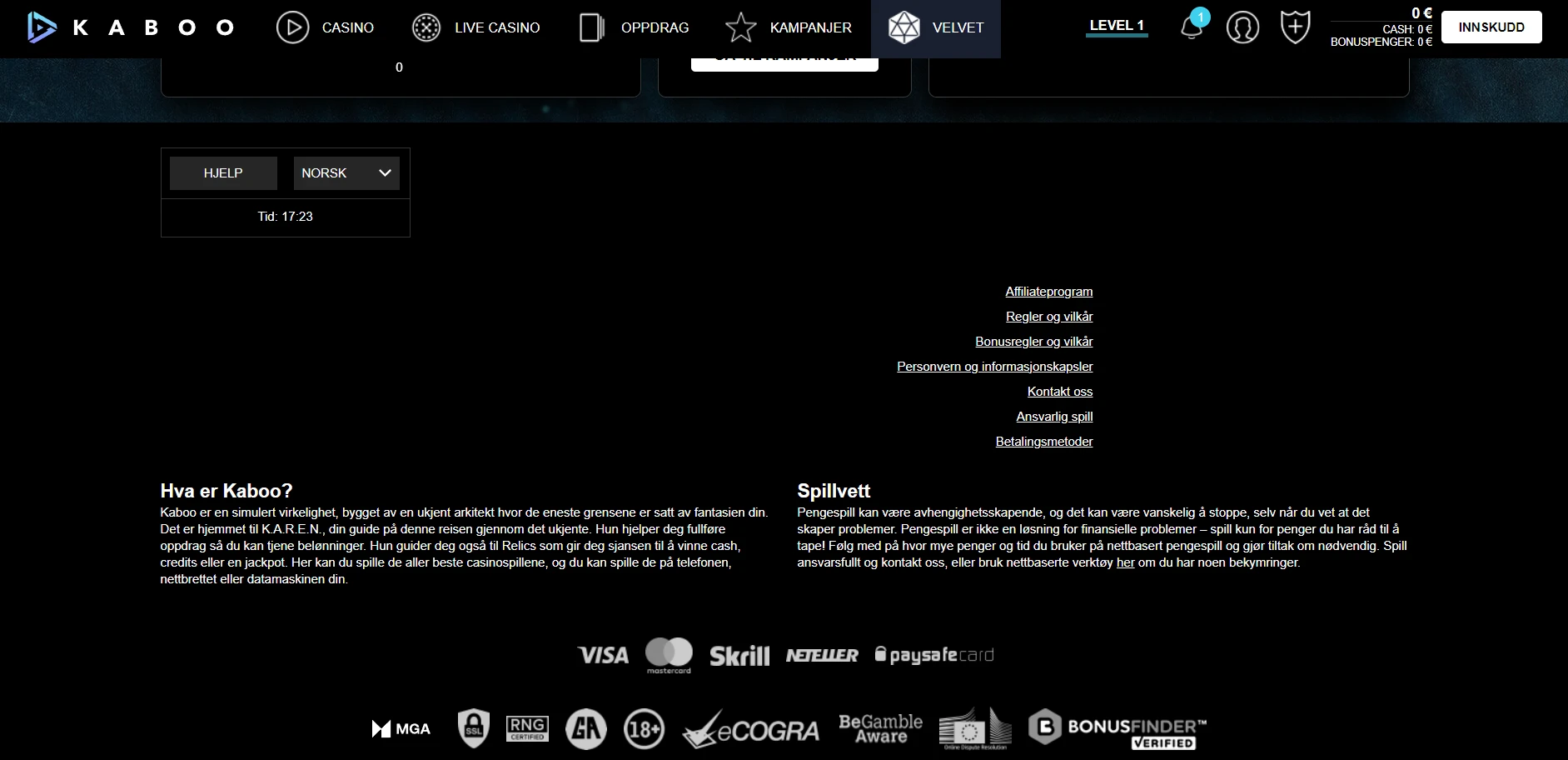 Kaboo Casino Screenshot