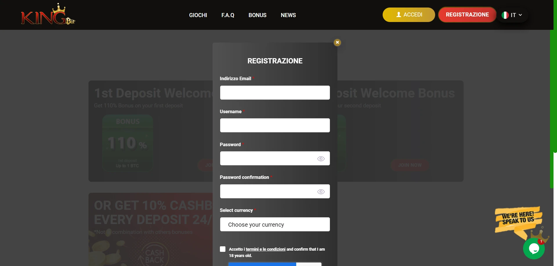 KingBit Casino Screenshot