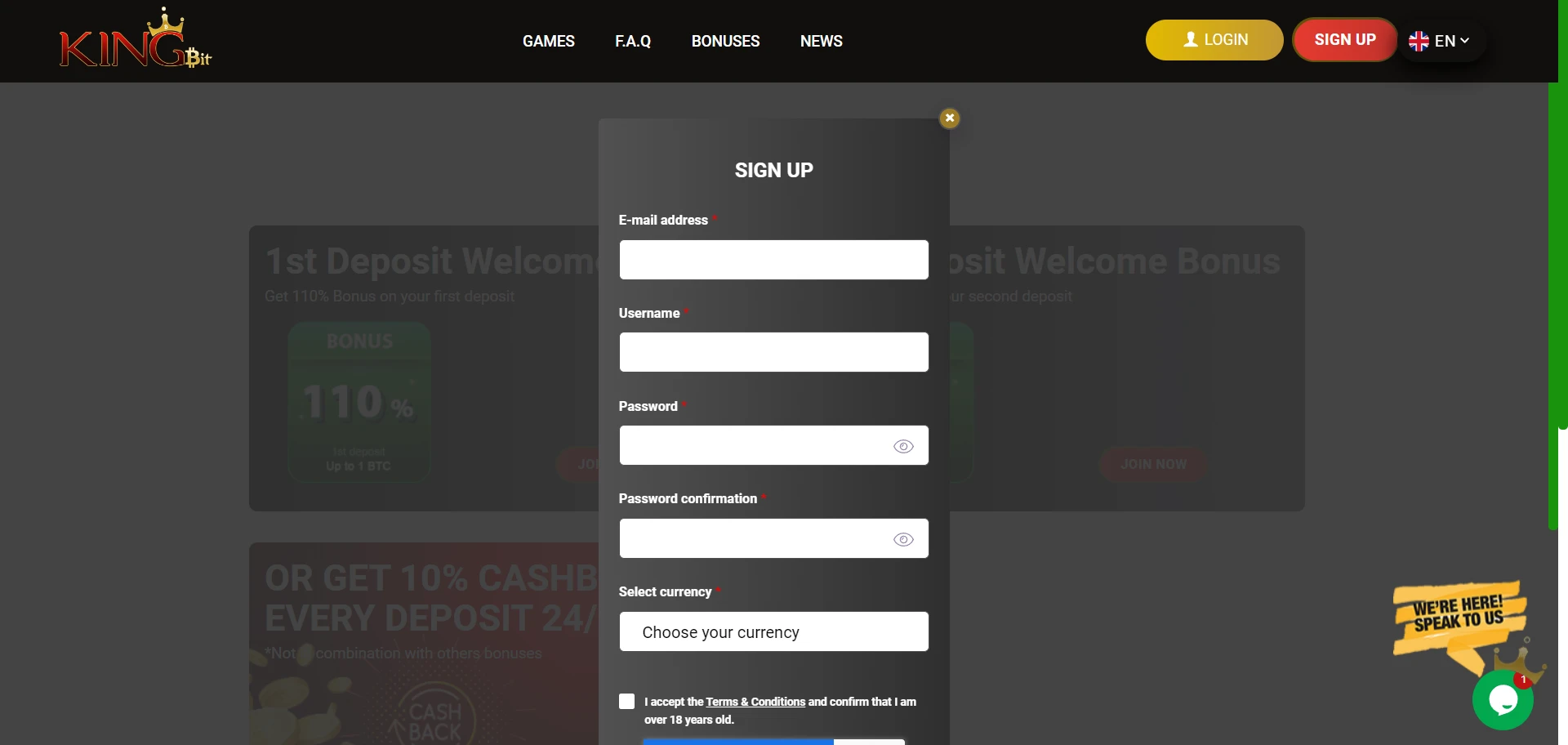 KingBit Casino Screenshot