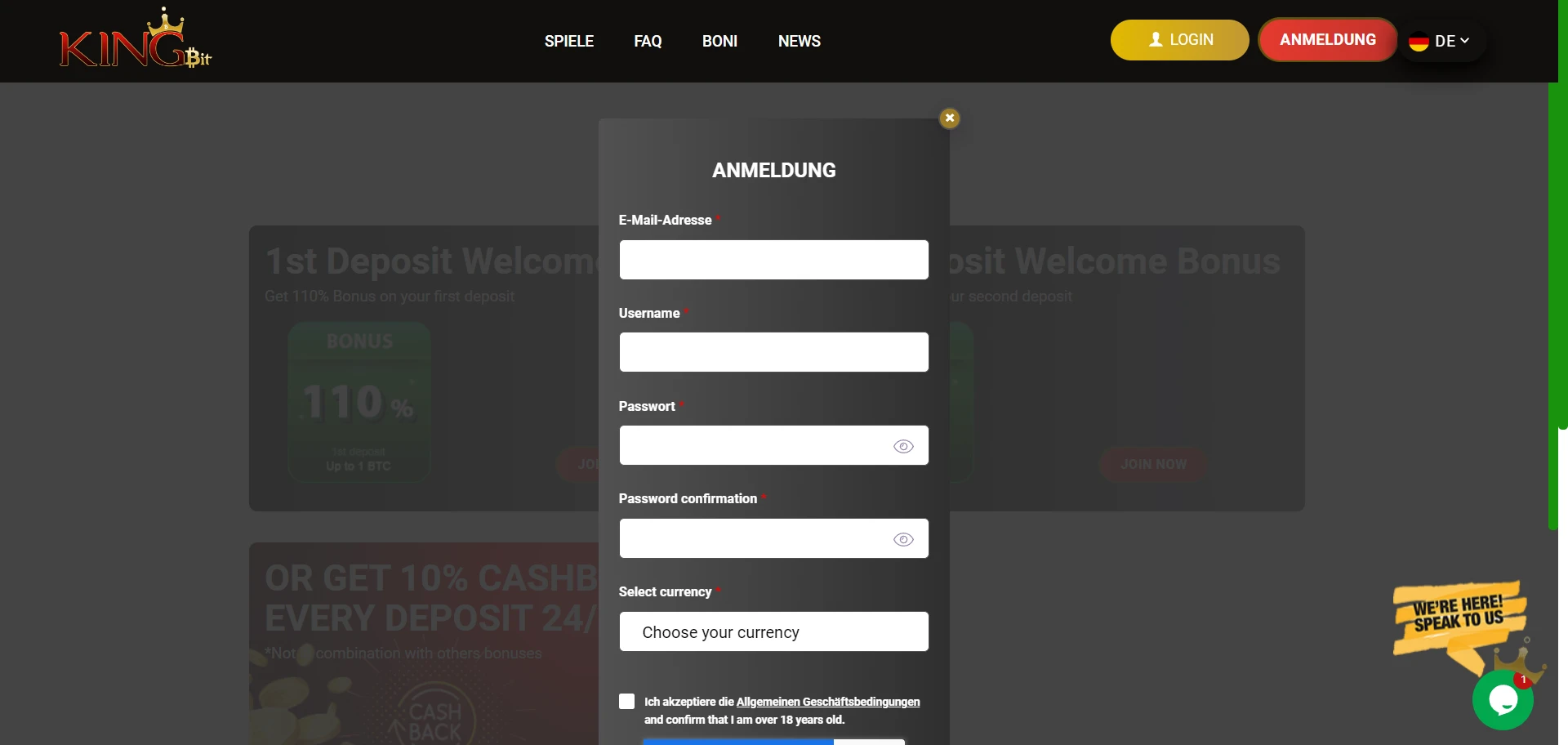 KingBit Casino Screenshot