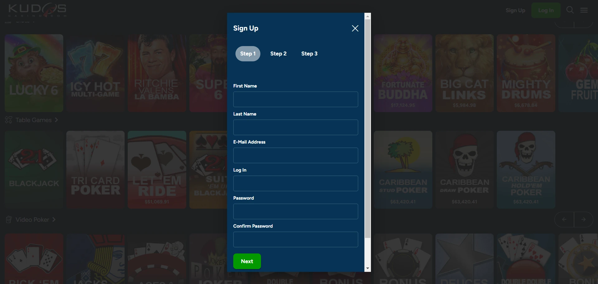 Kudos Casino Screenshot