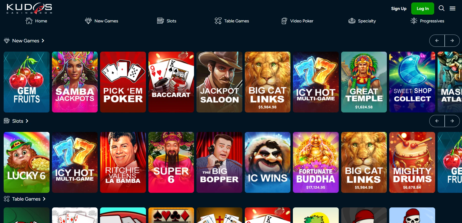 Kudos Casino Screenshot
