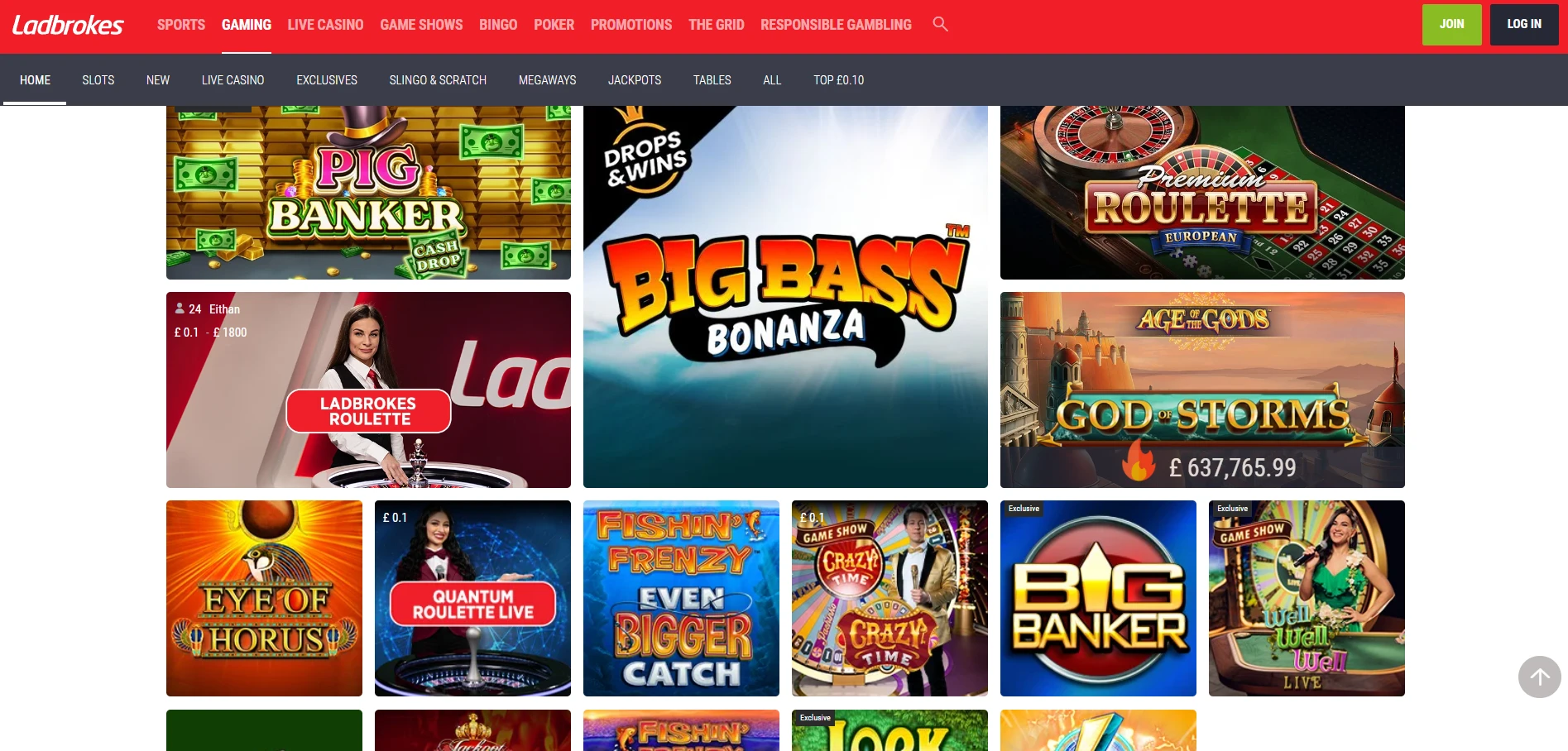 Ladbrokes Casino Screenshot