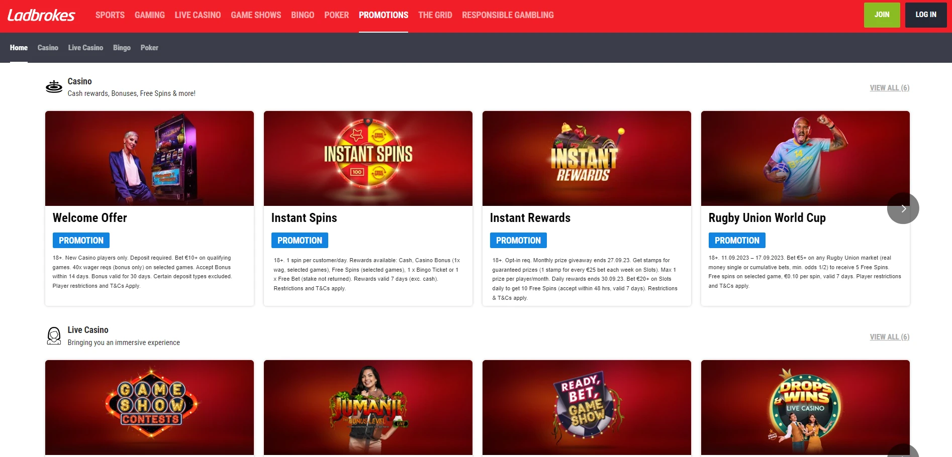 Ladbrokes Casino Screenshot