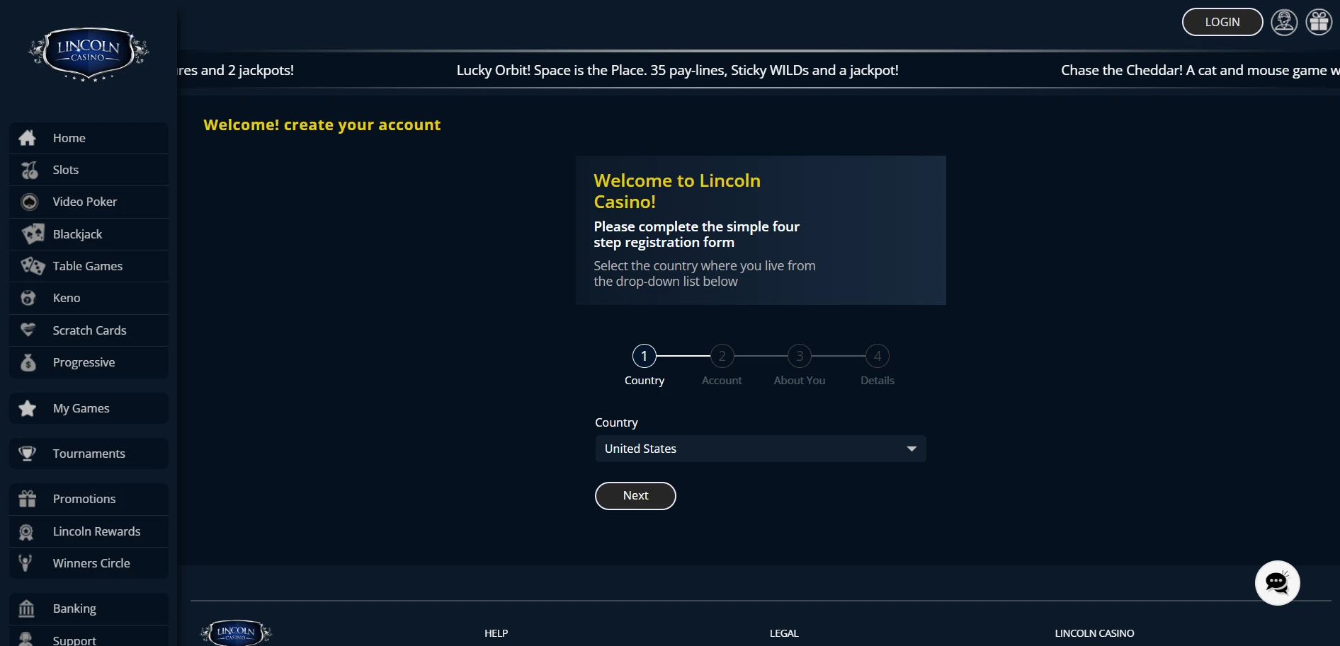 Lincoln Casino Screenshot