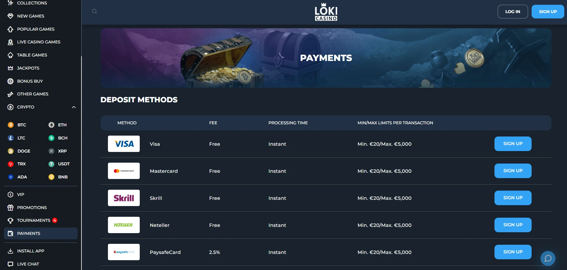 Loki Casino Screenshot