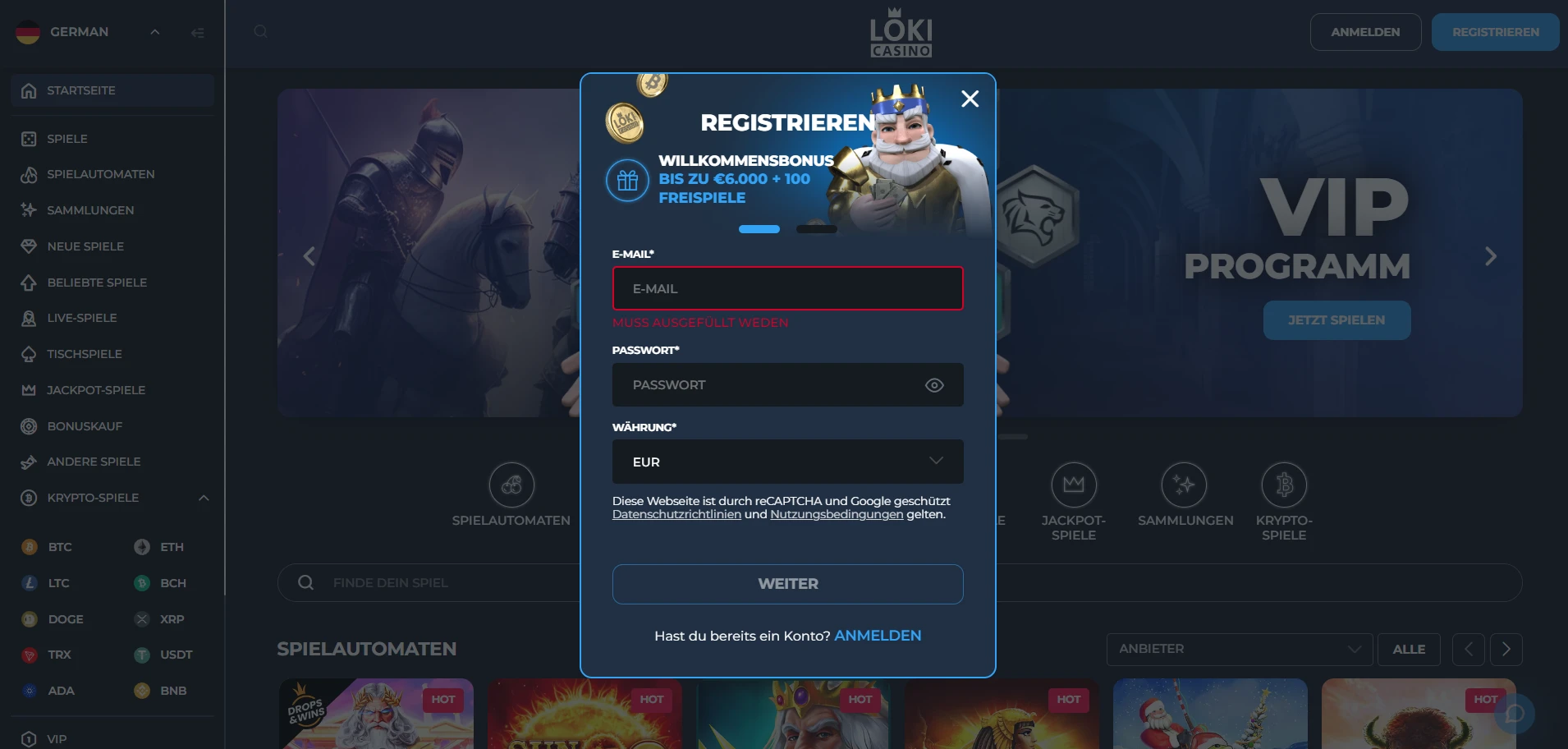 Loki Casino Screenshot