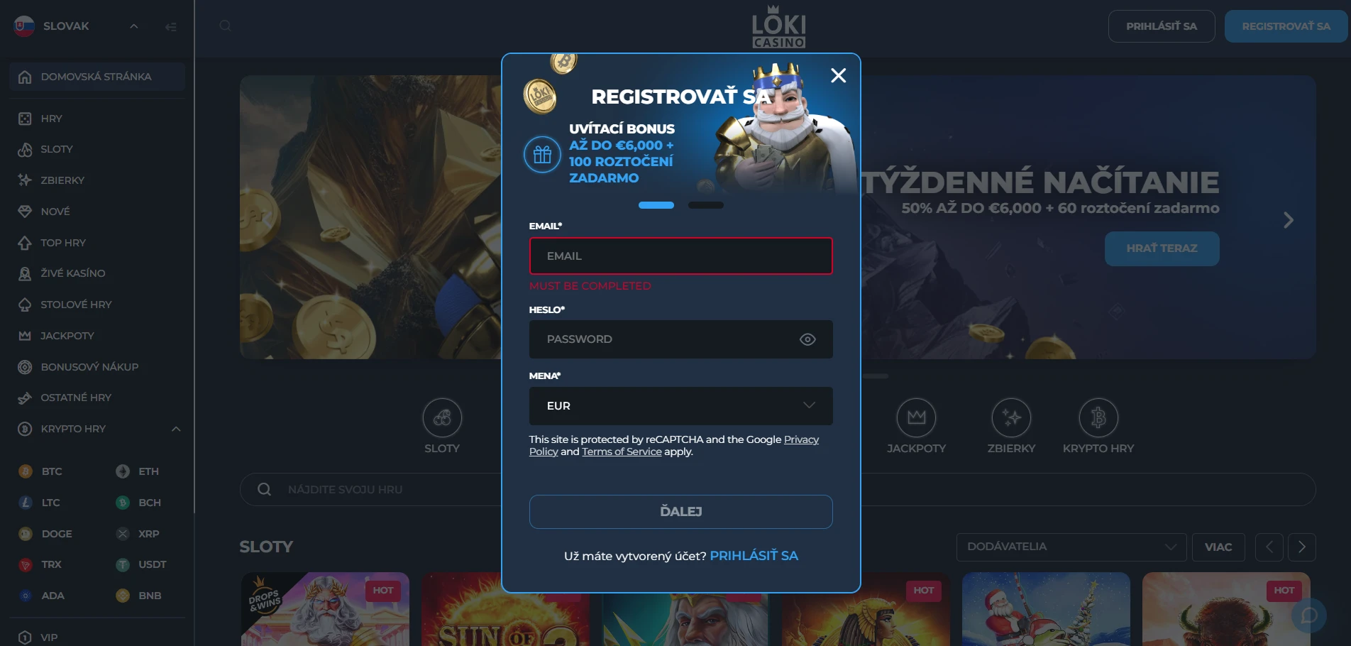 Loki Casino Screenshot
