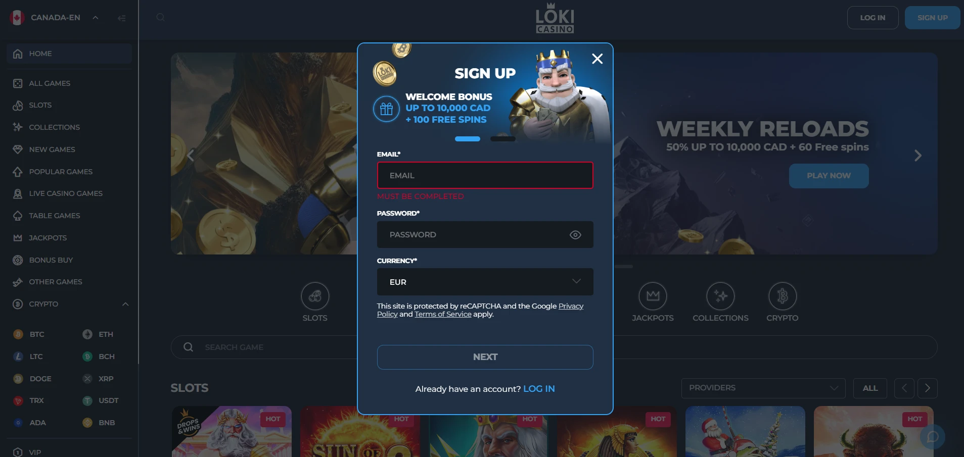 Loki Casino Screenshot