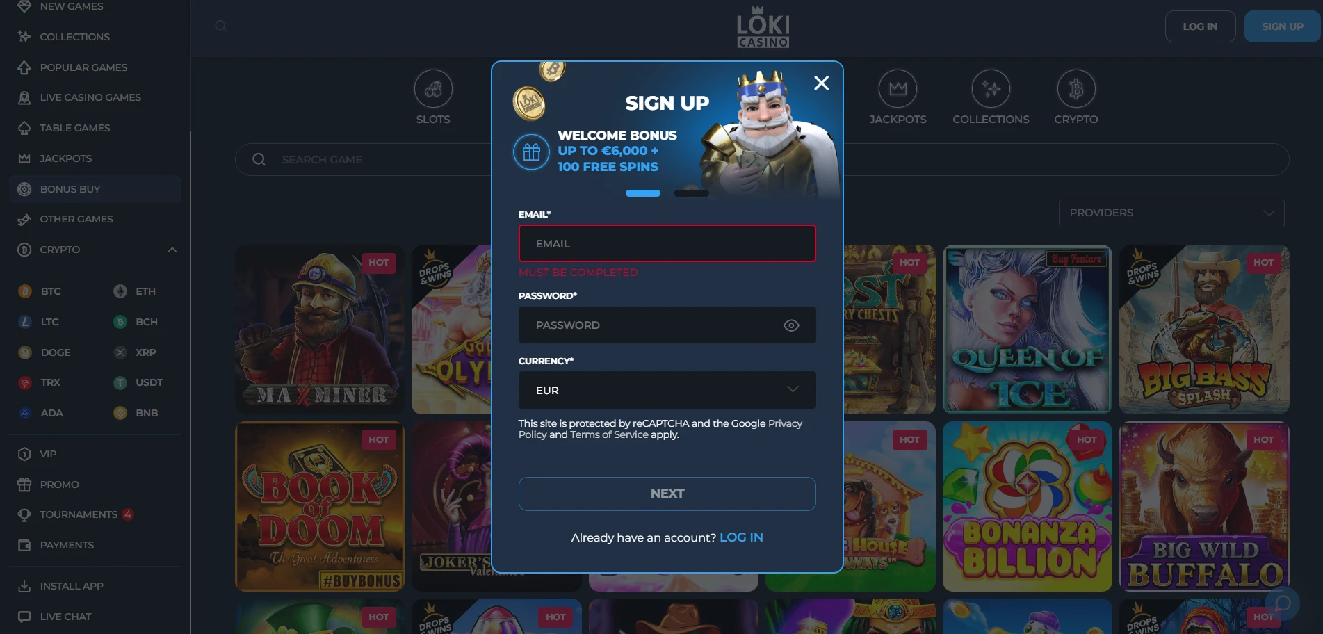 Loki Casino Screenshot