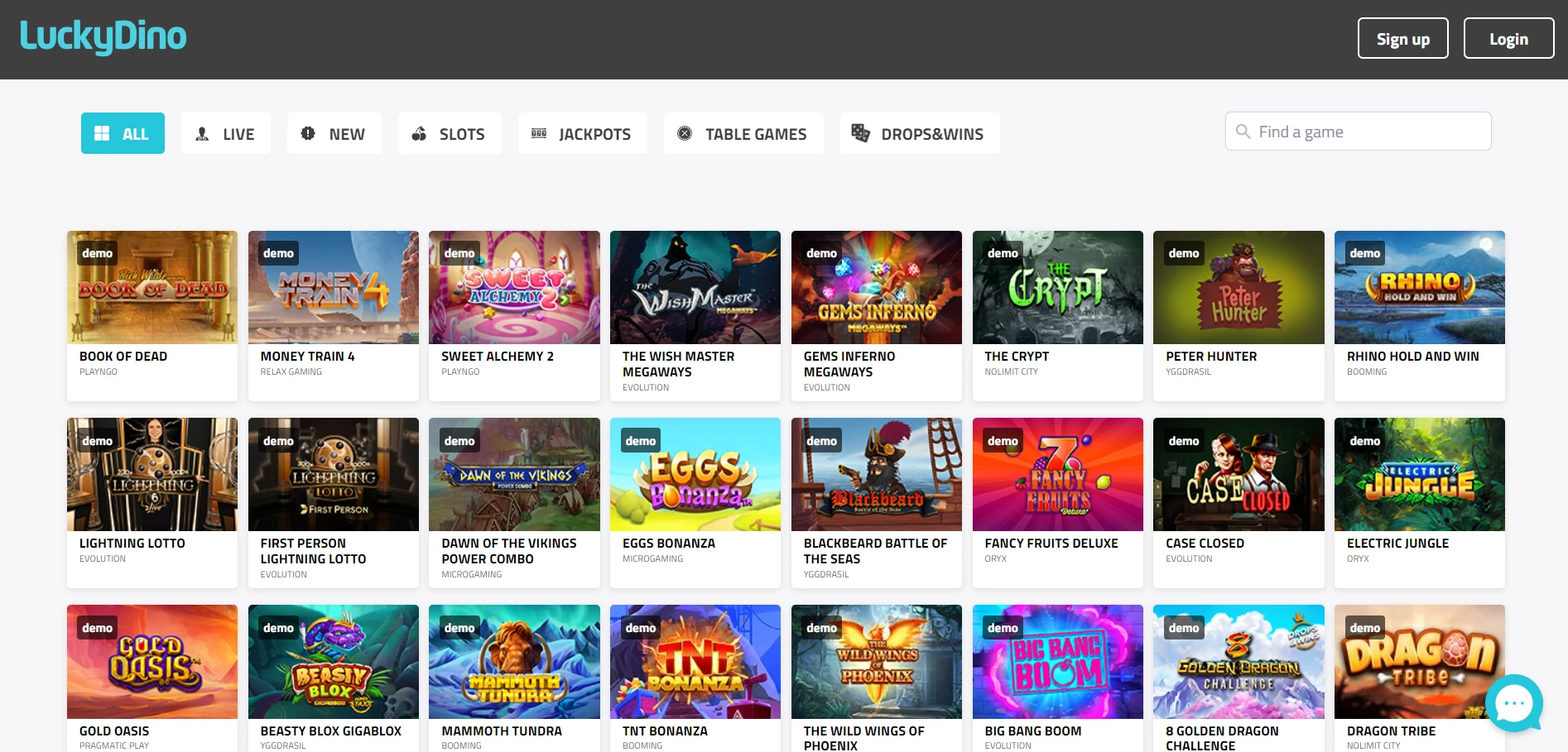 LuckyDino Casino Screenshot