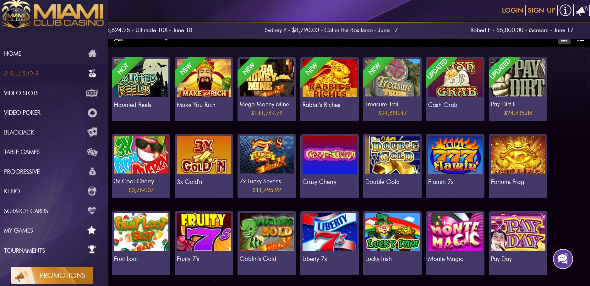 Miami Club Casino Screenshot