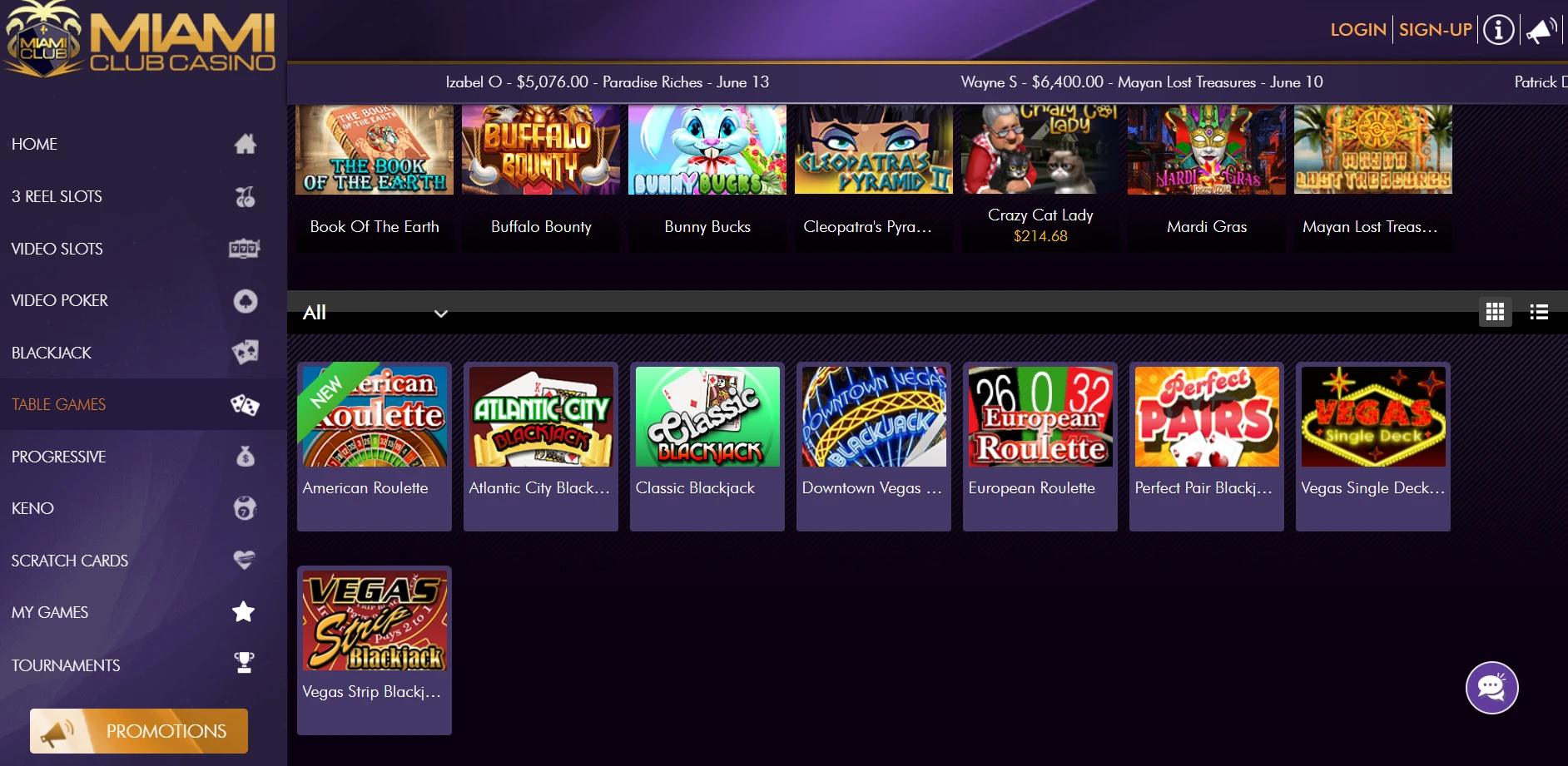 Miami Club Casino Screenshot