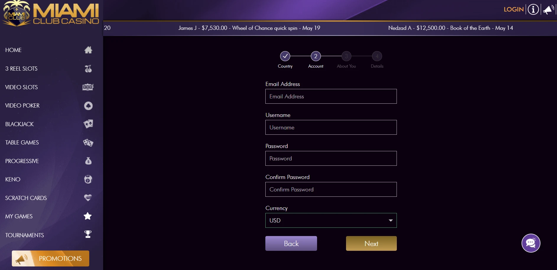 Miami Club Casino Screenshot