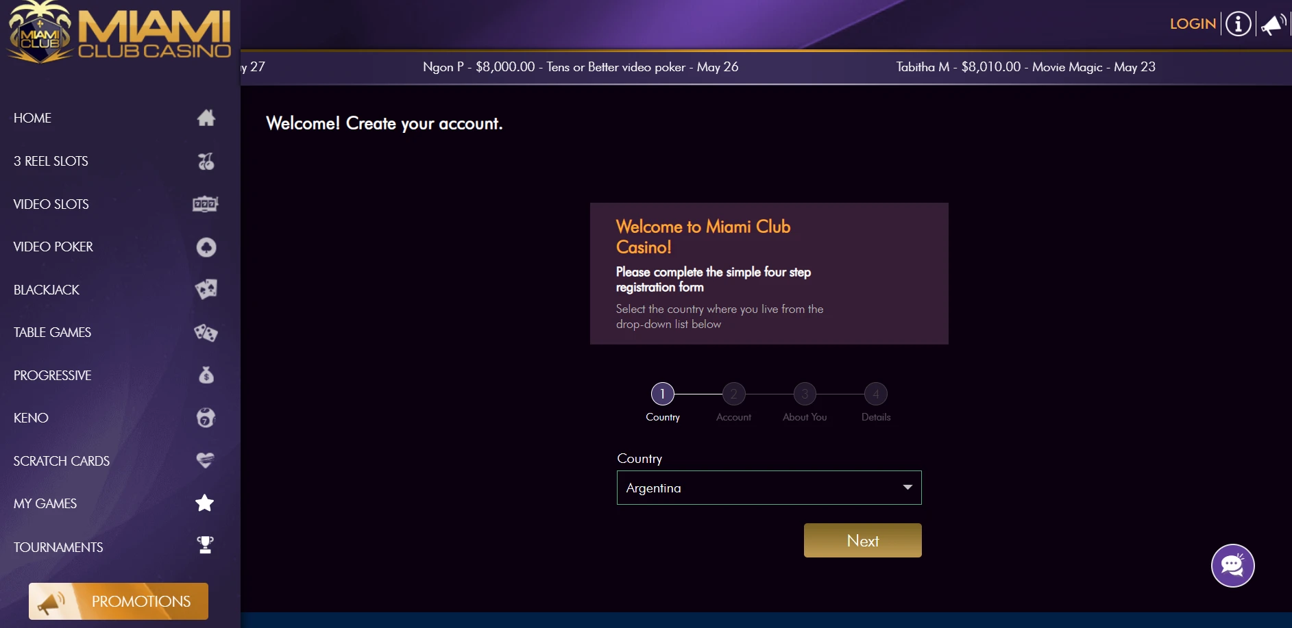 Miami Club Casino Screenshot