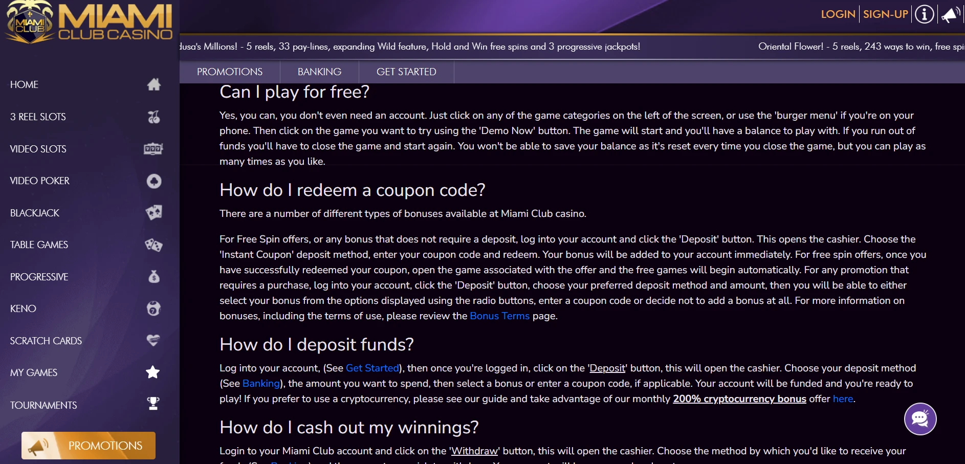 Miami Club Casino Screenshot