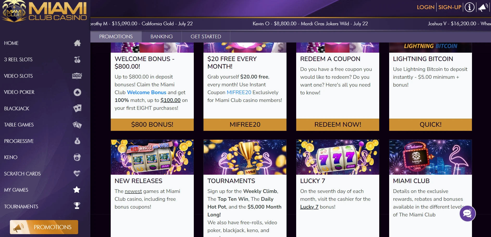 Miami Club Casino Screenshot