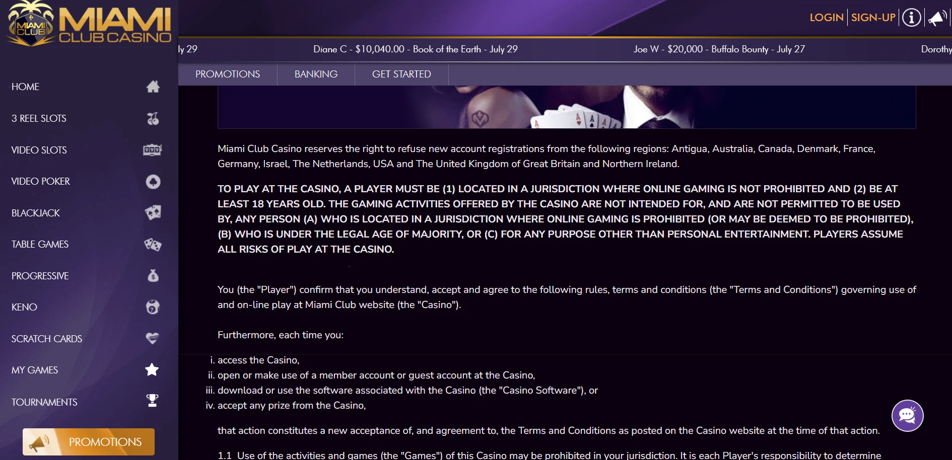 Miami Club Casino Screenshot