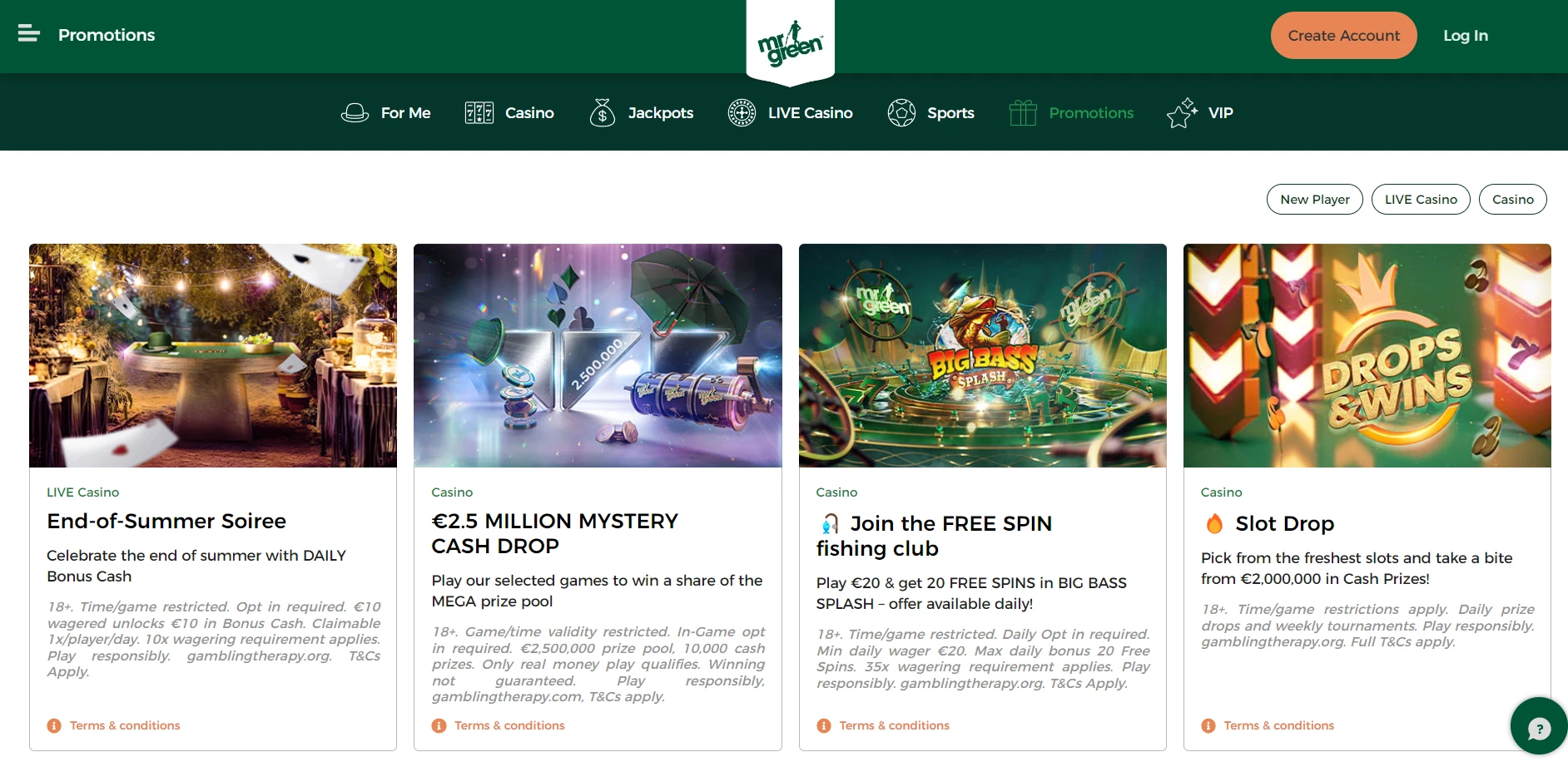 Mr Green Casino Screenshot
