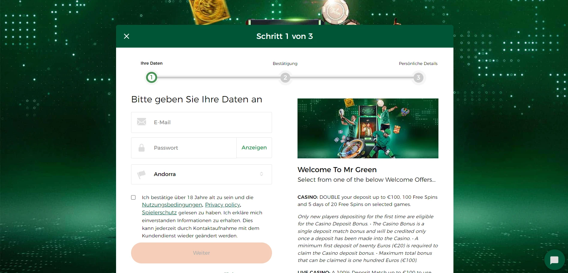 Mr Green Casino Screenshot