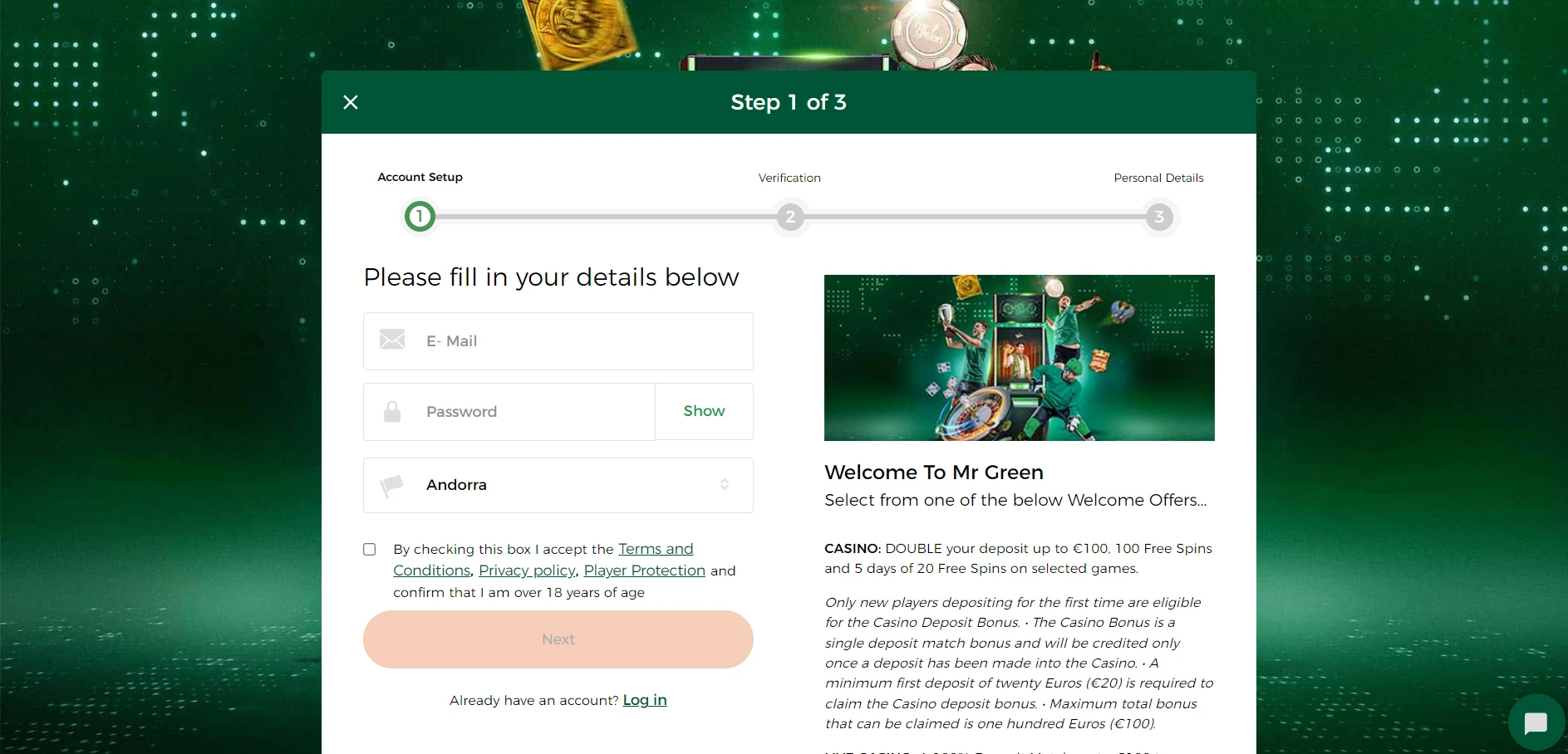 Mr Green Casino Screenshot