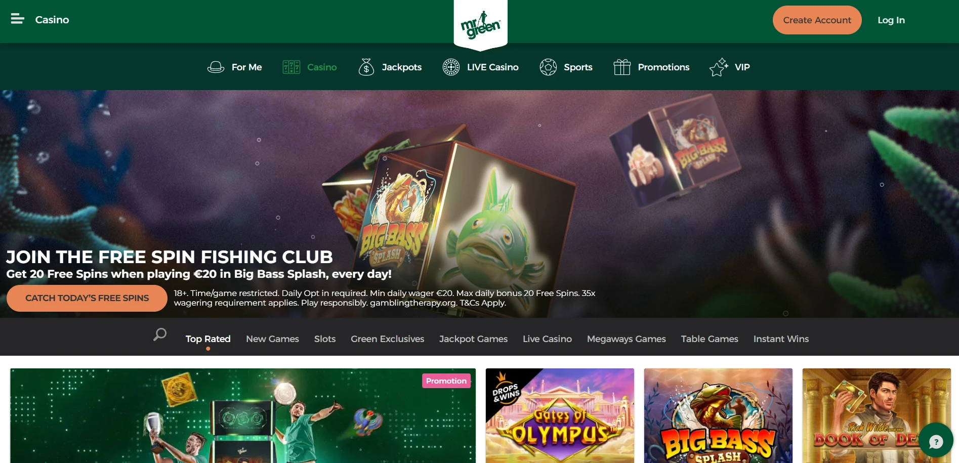 Mr Green Casino Screenshot