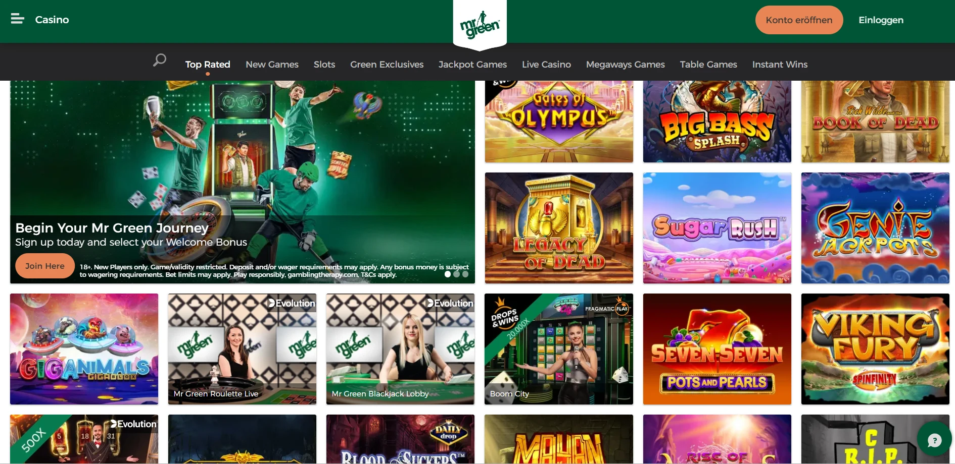 Mr Green Casino Screenshot