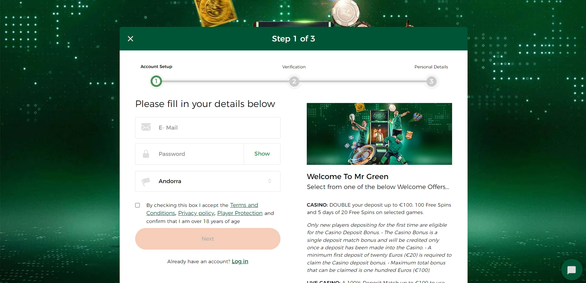 Mr Green Casino Screenshot
