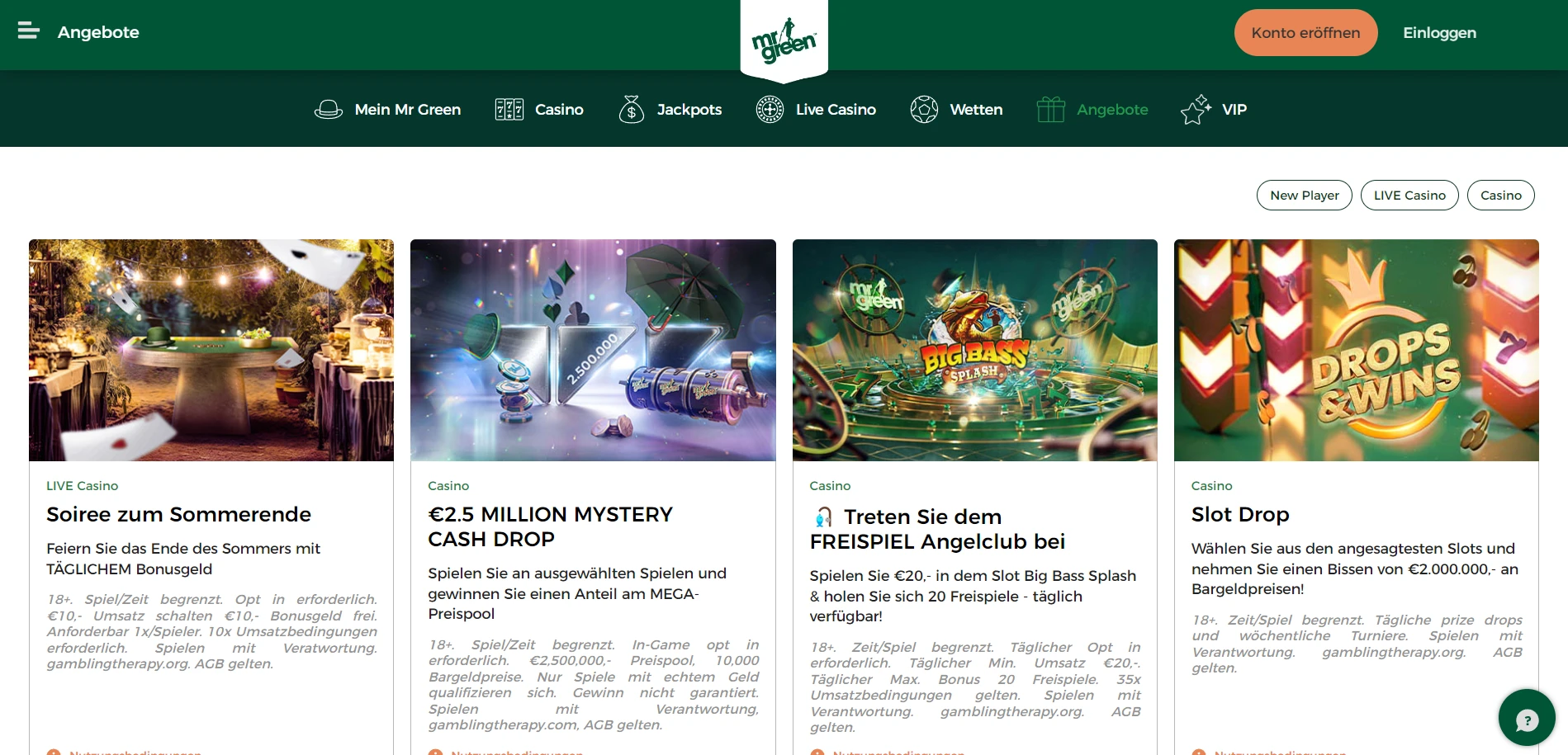 Mr Green Casino Screenshot