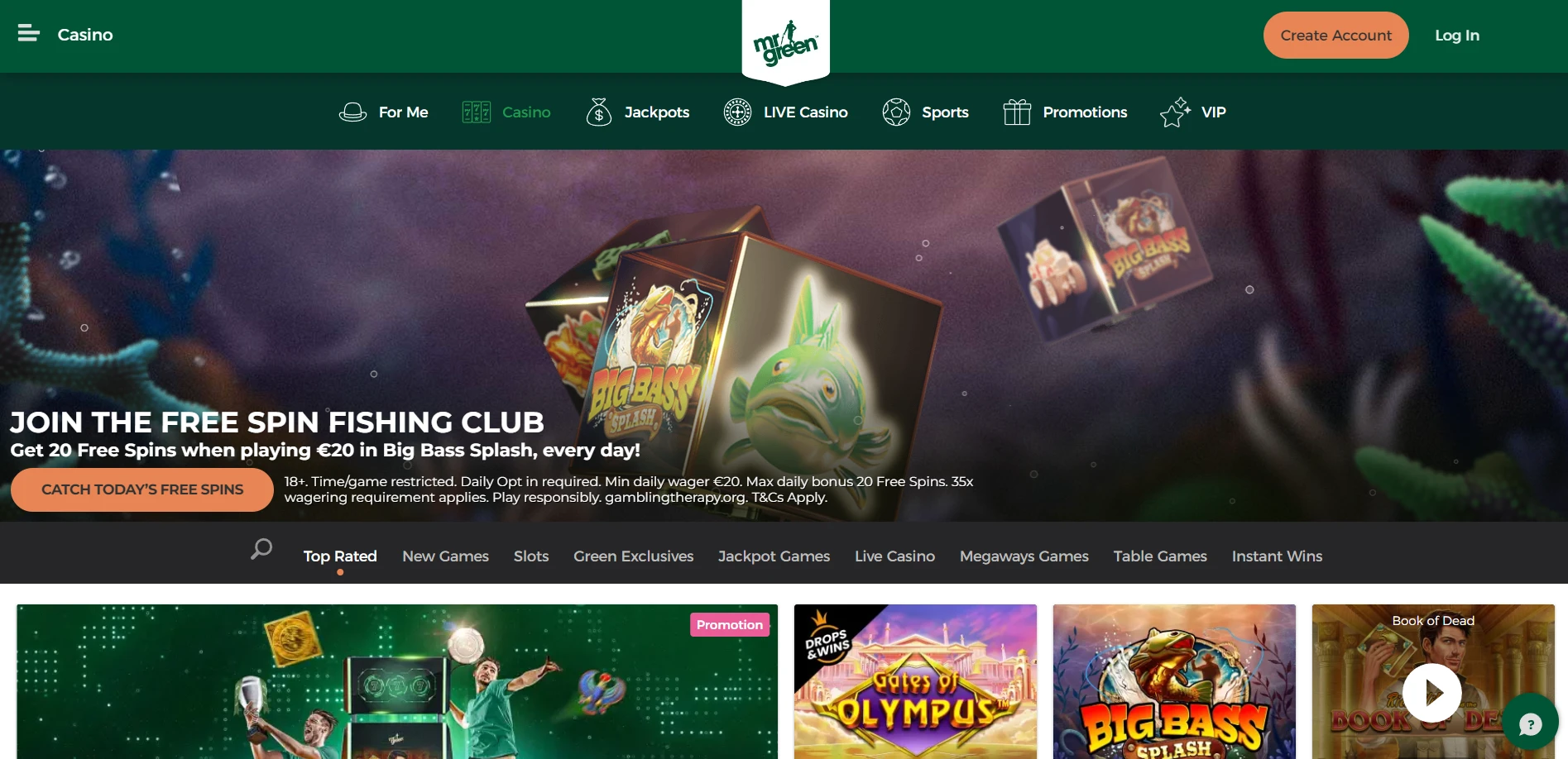Mr Green Casino Screenshot