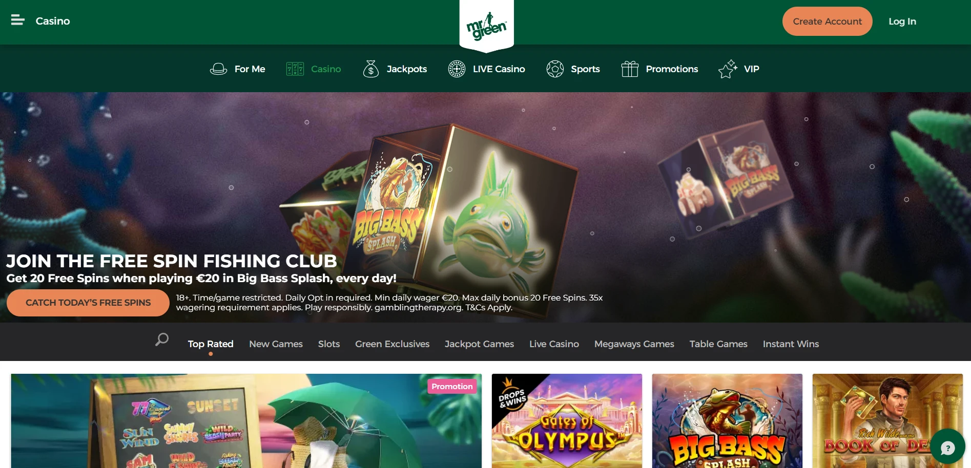 Mr Green Casino Screenshot