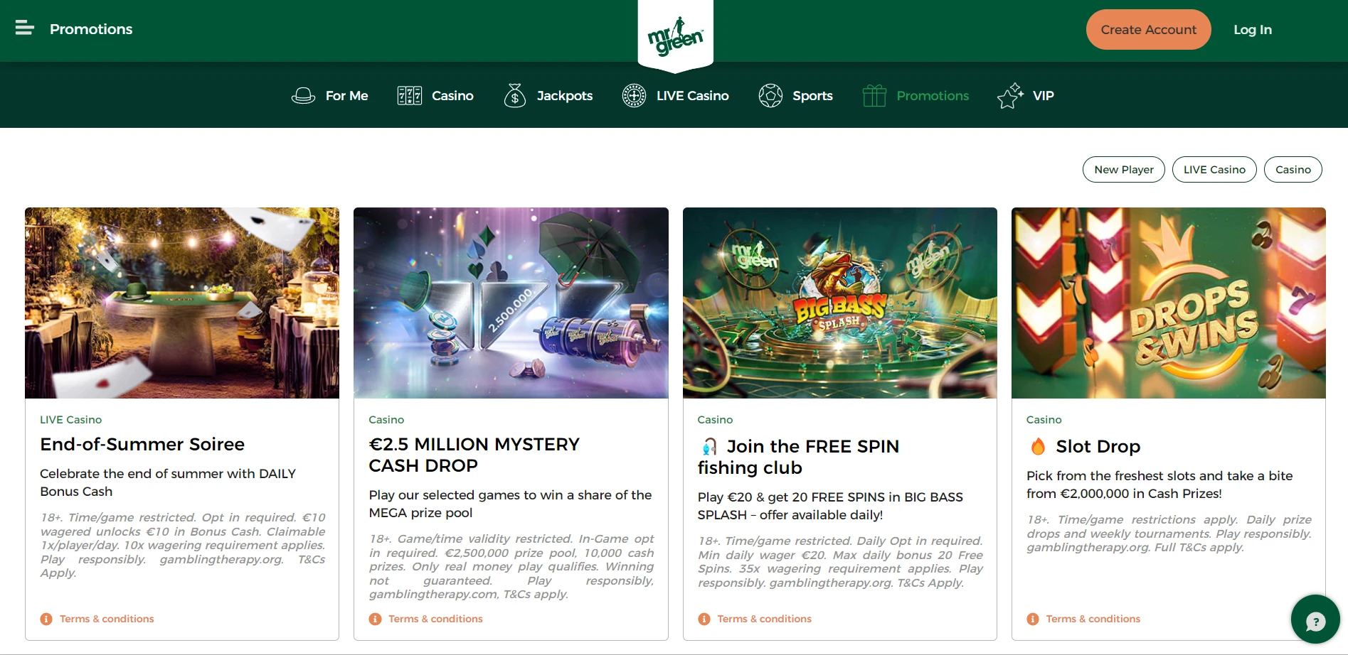 Mr Green Casino Screenshot