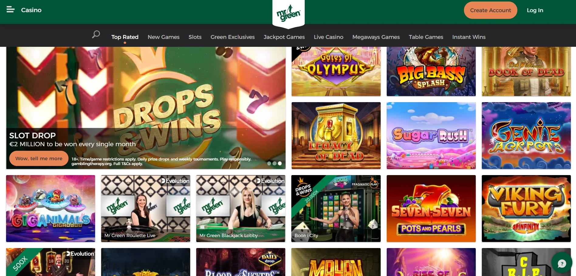Mr Green Casino Screenshot