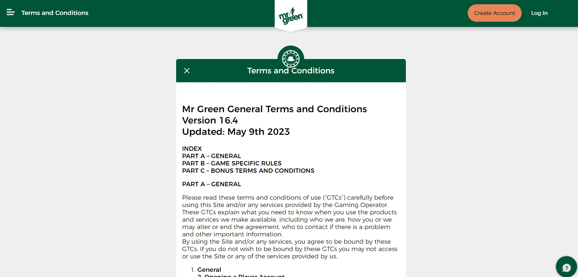 Mr Green Casino Screenshot