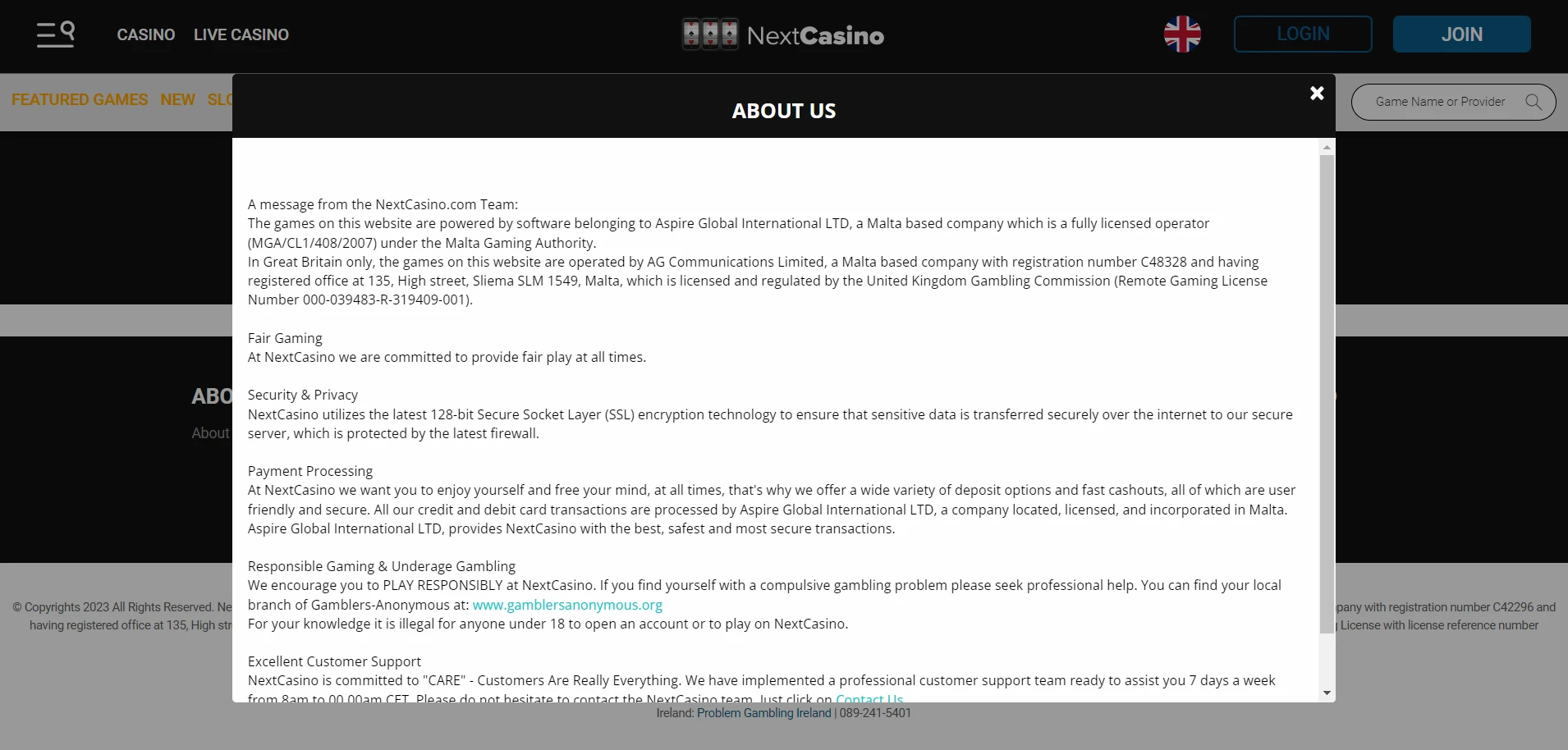 Next Casino Screenshot