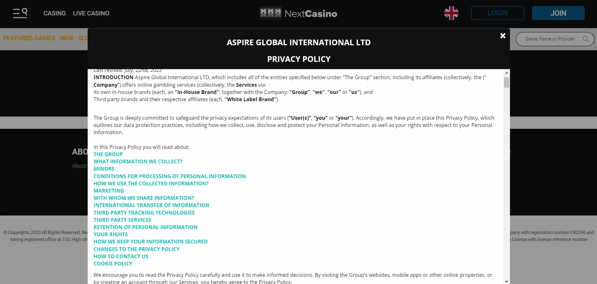 Next Casino Screenshot