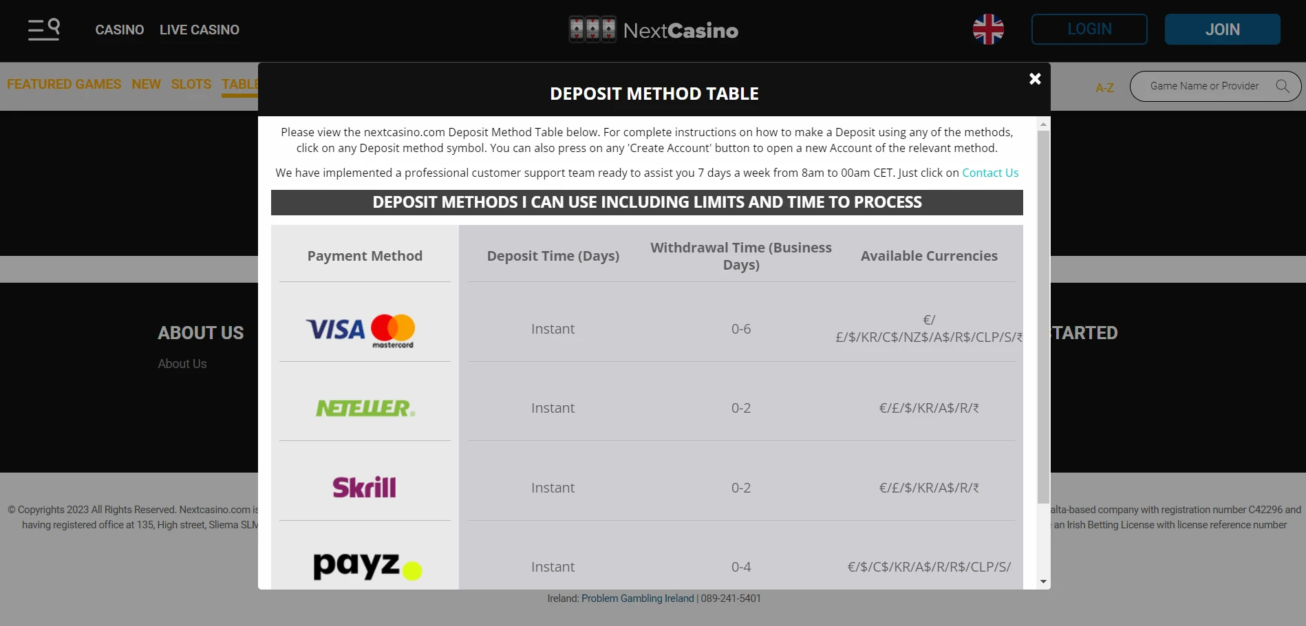 Next Casino Screenshot