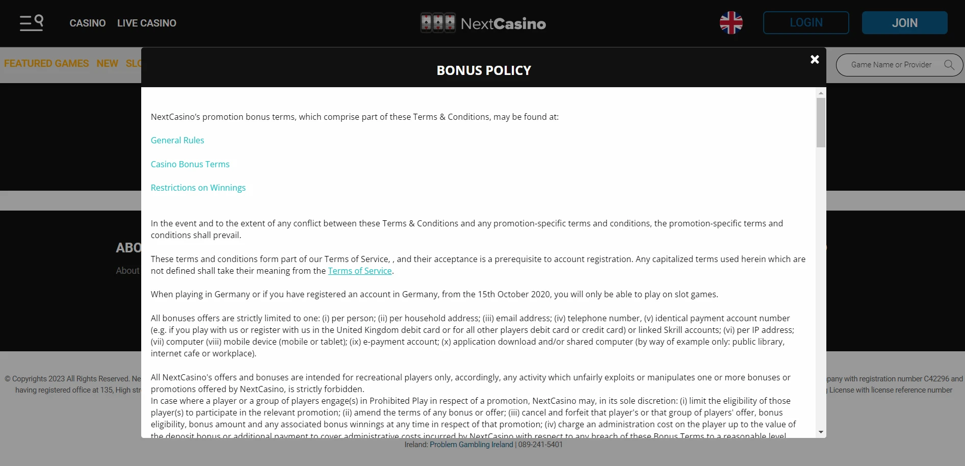 Next Casino Screenshot
