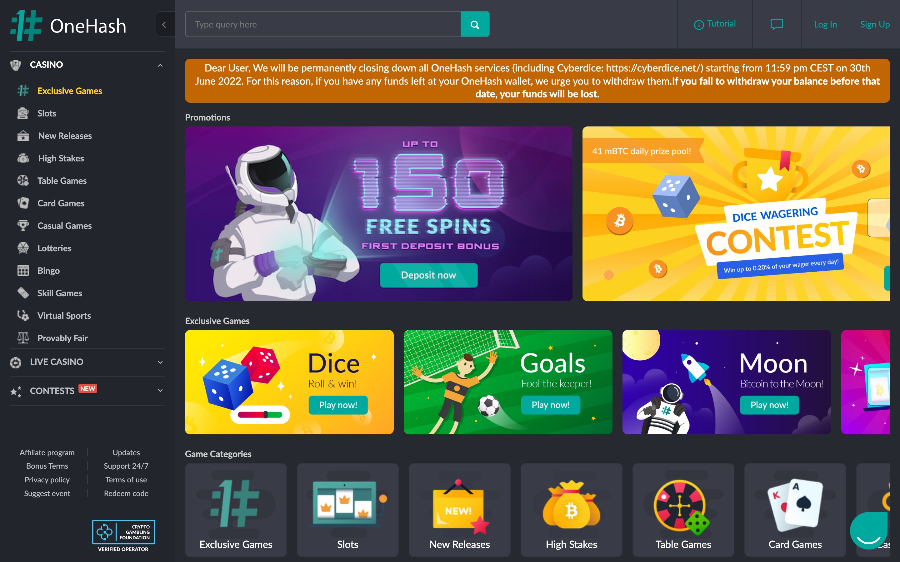onehash-casino-screenshot