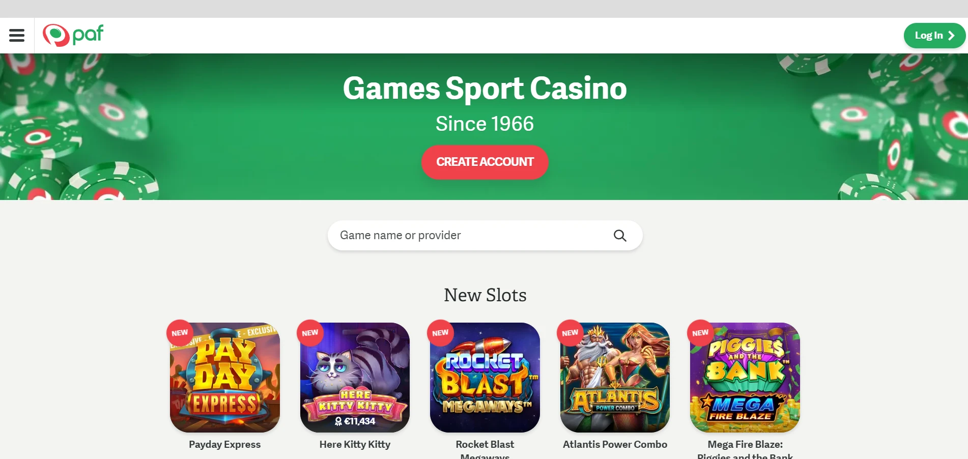Paf Casino Screenshot