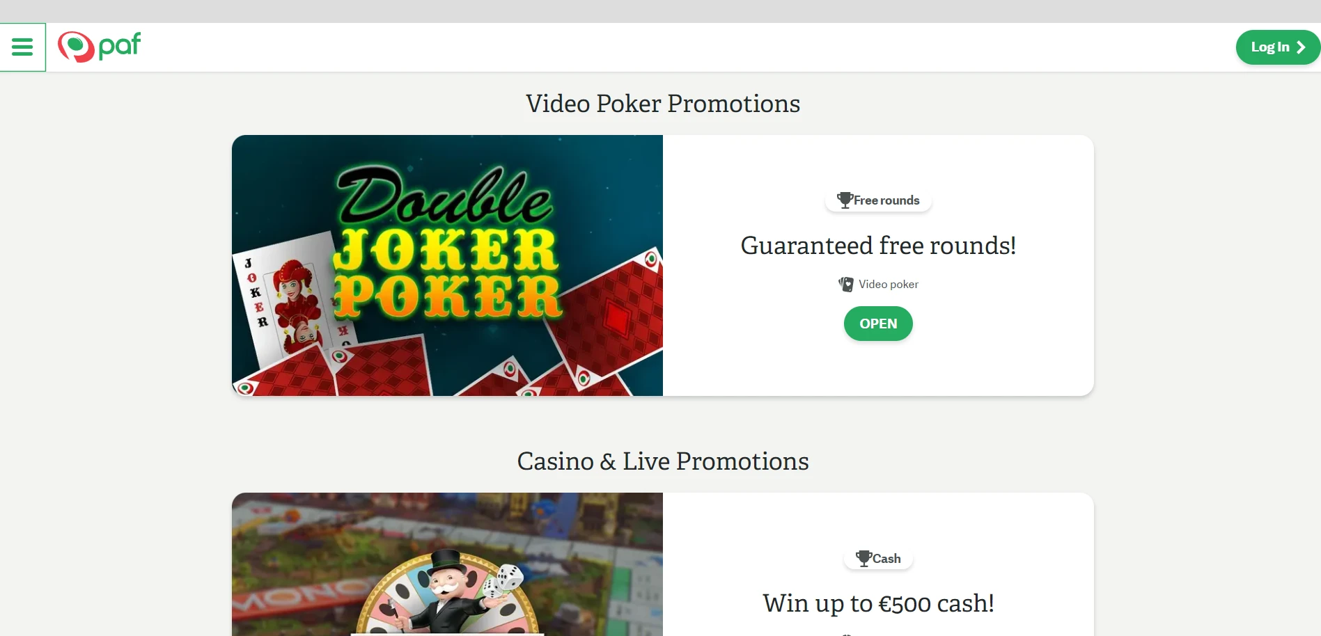 Paf Casino Screenshot