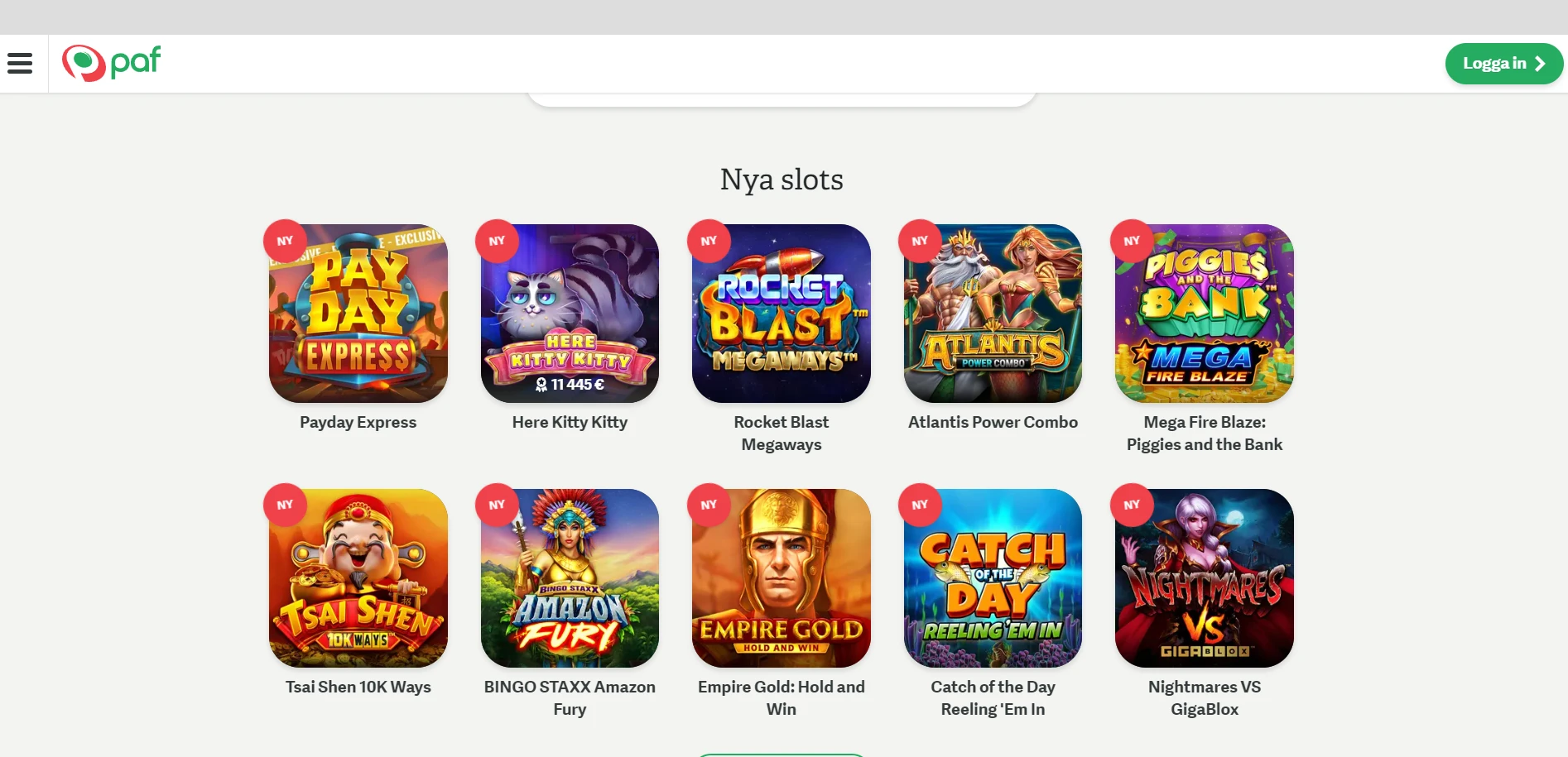 Paf Casino Screenshot